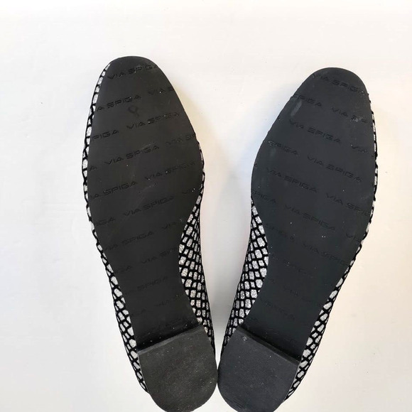 Via Spiga Flat Shoes Women's 8.5 M Edina Sliver Mesh Glitter Metallic Slip-on - Picture 5 of 16